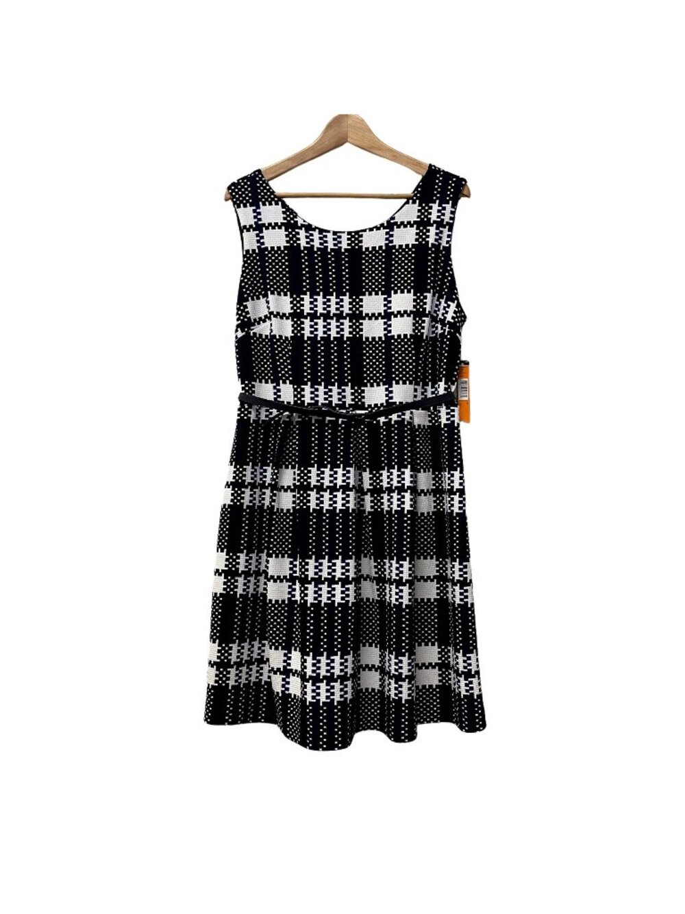 NWT I LE New York Blue & White Checkered Summer Belted Dress sz 12